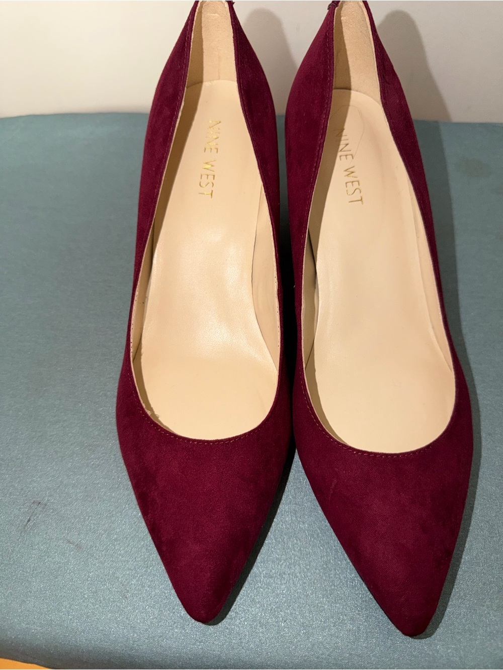 Nine West Burgundy Pointed Toe Suede Pumps